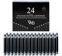 Wordsworth & Black - Cartucce d'inchiostro per penna stilografica - Nero - Dimensioni standard internazionali - Lunghezza circa 3.8 cm - Diametro base circa 0,6 cm - Usa e getta, confezione da 24