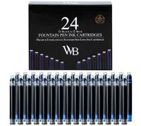 Wordsworth & Black - Cartucce d'inchiostro per penna stilografica - Nero e Blu - Dimensioni standard internazionali - Lunghezza circa 3.8 cm - Diametro base circa 0,6 cm -Usa e getta, Confezione da 24