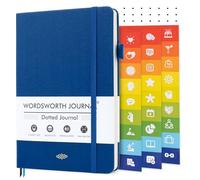 Wordsworth & Black Diario A5 Puntinato, 216 pagine, copertina rigida in pelle con griglia, carta da 120 GSM, taccuino per lavoro e schizzi - Confezione regalo inclusa, Blu