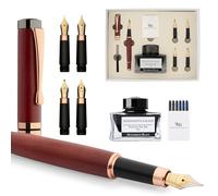 Wordsworth & Black Fountain Pen Gift Set, Include bottiglia d'inchiostro, 6 cartucce d'inchiostro, convertitore di ricarica, 4 pennini di ricambio, bambù di lusso, calligrafia, penne [Legno viola]