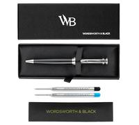 Wordsworth & Black Penna a Sfera Lacca Nera - Penna di Lusso Stupefacente con Finitura Cromata, Ricarica di Inchiostro, Regalo per Uomini & Donne, Ricaricabile, Belle Penne, Punta Fine