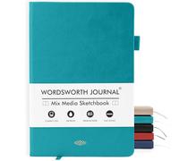 Wordsworth & Black Quaderno A5 Multimediale 96 Pagine Miste, Copertina Rigida in Pelle, Carta 190 GSM, Taccuino per Diario di Lavoro e Schizzi, Quaderni per Tutti - Confezione Regalo Inclusa Turchese