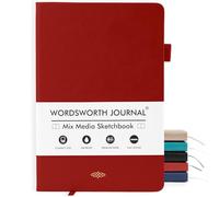 Wordsworth & Black Quaderno A5 Multimediale 96 Pagine Miste, Copertina Rigida in Pelle, Carta 190 GSM, Taccuino per Diario di Lavoro e Schizzi, Quaderni per Tutti - Confezione Regalo Inclusa Rosso