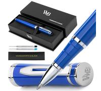 Wordsworth & Black Rollerball Pen - Penna di Lusso - Finitura Cromata, Lacca Blu, Ricarica di Inchiostro, Ricaricabile, Regalo per Uomini & Donne, Scrittura Professionale, Belle Penne Eleganti