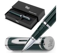 Wordsworth & Black Rollerball Pen - Penna di Lusso - Finitura Cromata, Lacca Verde, Ricarica di Inchiostro, Ricaricabile, Regalo per Uomini & Donne, Scrittura Professionale, Belle Penne Eleganti