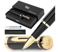 Wordsworth & Black Rollerball Pen - Penna di Lusso - Finitura Oro 24K, Lacca Nera, Ricarica di Inchiostro, Ricaricabile, Regalo per Uomini & Donne, Scrittura Professionale, Belle Penne Eleganti
