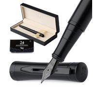 Wordsworth & Black Set di Penna Stilografica, Punta Fine, Include 24 Cartucce d’Inchiostro, Convertitore di Ricarica & Scatola Regalo, Calligrafia, [Tutto Nero], Perfetto per Uomo e Donna