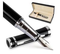 Wordsworth&Black Set Di Penne Stilografiche,Extra Fine Pennino,include 6 Cartucce Di Inchiostro E Convertitore Di Ricarica Di Inchiostro[Cromo Nero]