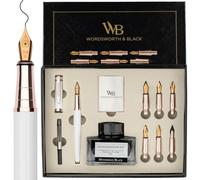 Wordsworth & Black Set Penna Calligrafica di Lusso, 6 Pennini, Bianco