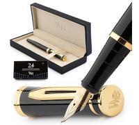 Wordsworth & Black Set Penna Stilografica di Lusso, Pennino Curvo, Nero