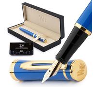 Wordsworth & Black Set Penna Stilografica di Lusso, Pennino Largo, Blu