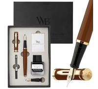 Wordsworth & Black Set Penna Stilografica, Pennino M ed Extra Fine, Marrone