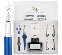 Wordsworth & Black Set Penna Stilografica per Scrittura, 6 Pennini, Blu