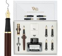 Wordsworth & Black Set Penna Stilografica per Scrittura, 6 Pennini, Marrone