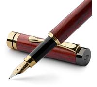 Wordsworth & Black Set penne stilografiche, legno di bambù premium, Pennino medio, custodia regalo, Include 6 cartucce d'inchiostro, convertitore di ricariche d'nchiostro Calligrafia [Palissandro]