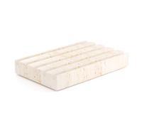 WORHE Portasapone beige naturale, porta sapone travertino, ciotola in spugna con hoder auto-drenante, adatto per doccia, lavabo, cucina, lavabo, design WH045