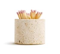WORHE Supporto per fiammiferi in travertino, con vigile del fuoco e cuscinetto extra per vigili del fuoco, 6,6 x 5,1 cm, organizer decorativo per camino, candele, regalo decorativo per la casa