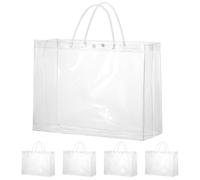 woric Confezione da 15 sacchetti regalo trasparenti con manico, 39,9 x 5,9 x 11,8 cm, sacchetti di plastica grandi per la spesa per piccole imprese, regali per feste di nozze, bomboniere di Natale