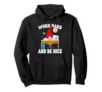 Work Hard And Be Nice GNOME for Women Funny Office Humor Felpa con Cappuccio