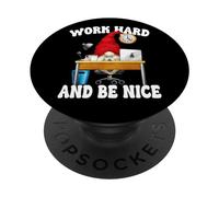Work Hard And Be Nice Gnome For Women Funny Office Humor PopSockets PopGrip Adesivo