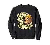 Work Hard Nap Harder Bear Costruzione Casco Umorismo Felpa