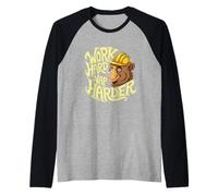 Work Hard Nap Harder Bear Costruzione Casco Umorismo Maglia con Maniche Raglan