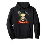Work Hard Stay Mean Skull Tools Tattoo Flash Blue Collar Felpa con Cappuccio