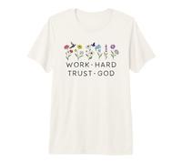 Work Hard Trust in God Jesus Bible Verse Christian Scripture Maglietta Premium