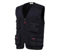 WORK IDEA Giubbotto da uomo Outdoor Multi-Pocket-Angelweste Lichtfeldweste Tarnweste Sommer-Multifunktionsweste giacca da pesca traspirante…, Nero , M