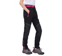 Work Idea - Pantaloni da donna per escursioni impegnative, in materiale impermeabile, taglio elastico, calore invernale, cerniere a contrasto e molto altro ancora, Nero , S