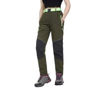 Work Idea - Pantaloni da donna per escursioni impegnative, in materiale impermeabile, taglio elastico, calore invernale, cerniere a contrasto e molto altro ancora, verde, S