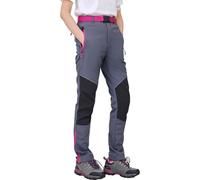 Work Idea - Pantaloni da donna per escursioni impegnative, in materiale impermeabile, taglio elastico, calore invernale, cerniere a contrasto e molto altro ancora, grigio, S