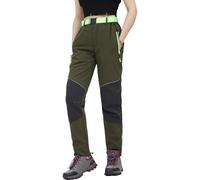 WORK IDEA Pantaloni da donna per escursioni impegnative, materiale impermeabile, vestibilità elastica, calore invernale, cerniere a contrasto e molto altro ancora, verde, 4XL