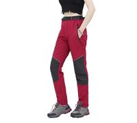 WORK IDEA Pantaloni da donna per escursioni impegnative, materiale impermeabile, vestibilità elastica, calore invernale, cerniere a contrasto e molto altro ancora, Rosso intenso, S