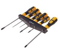Work it by millarco® Set Cacciaviti 6 Pezzi con Barra di Supporto | Punte Piatte, Pozidriv e Torx | Impugnatura Soft Grip | Nero/Giallo