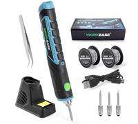 Workease - Saldatore 2000 mAh batteria max. 450 °C - 25 secondi - Include supporto con spugna, stagno di saldatura e punte
