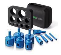 WORKEASE Set di 10 frese a tazza per piastrelle, punte seghettate per brasatura con stampo in EVA, per seghe a tazza, guide per piastrelle cave, vetro, ceramica, legno, marmo, granito