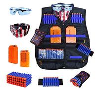 Worker Guns N-Strike Elite - Gilet tattico per Bambini, Serie N-Strike Elite con 40 Palline, 2 Clip di Ricarica, Custodia per Freccette, Maschere tattiche, Bracciale e Occhiali di Protezione