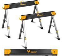 WORKESS Saw Horses - Tavolo pieghevole e resistente, capacità di carico da 2 x 4, gambe pieghevoli e veloci e manico facile per la lavorazione del legno.