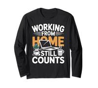 Working from Home Still Counts Divertente Ufficio Design Maglia a Manica