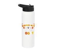 Working On My Booty Funny Gym Halloween Workout Ghost Meme Stainless Steel Insulated Water Bottle