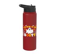Working On My Booty Funny Gym Halloween Workout Ghost Meme Stainless Steel Insulated Water Bottle