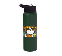 Working On My Booty Funny Gym Halloween Workout Ghost Meme Stainless Steel Insulated Water Bottle