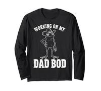 Working On My Dad Bod Funny Frog Cowboy Dad Humor Maglia a Manica