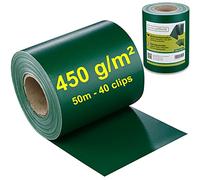 Workinghouse Schermo privacy in PVC per recinzione a doppio picchetto, schermo privacy da giardino con clip, 450g/m² - 50m x 19cm, schermo privacy per recinzione (4, Verde)