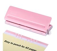 WORKLION Punzonatrice regolabile a 6 fori in metallo per pianificatori e 6 anelli con capacità di 6 fogli per formato A4 / A5 / A6 / persone/formato tascabile (rosa)