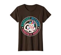 Workout Because Murder Is Wrong Funny Unicorn Gym Fitness Maglietta, Donna, Marrone, L