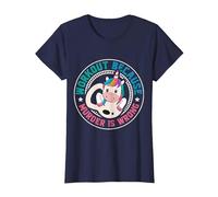 Workout Because Murder Is Wrong Funny Unicorn Gym Fitness Maglietta, Donna, Navy, L