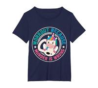 Workout Because Murder Is Wrong Funny Unicorn Gym Fitness Maglietta, Donna Plus-Size, Navy, 6X