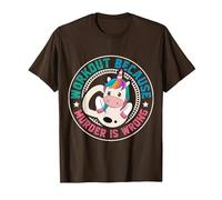 Workout Because Murder Is Wrong Funny Unicorn Gym Fitness Maglietta, Uomo, Marrone, M